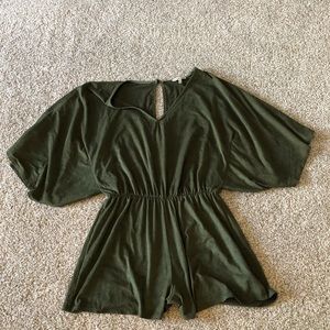 Army green velvet romper